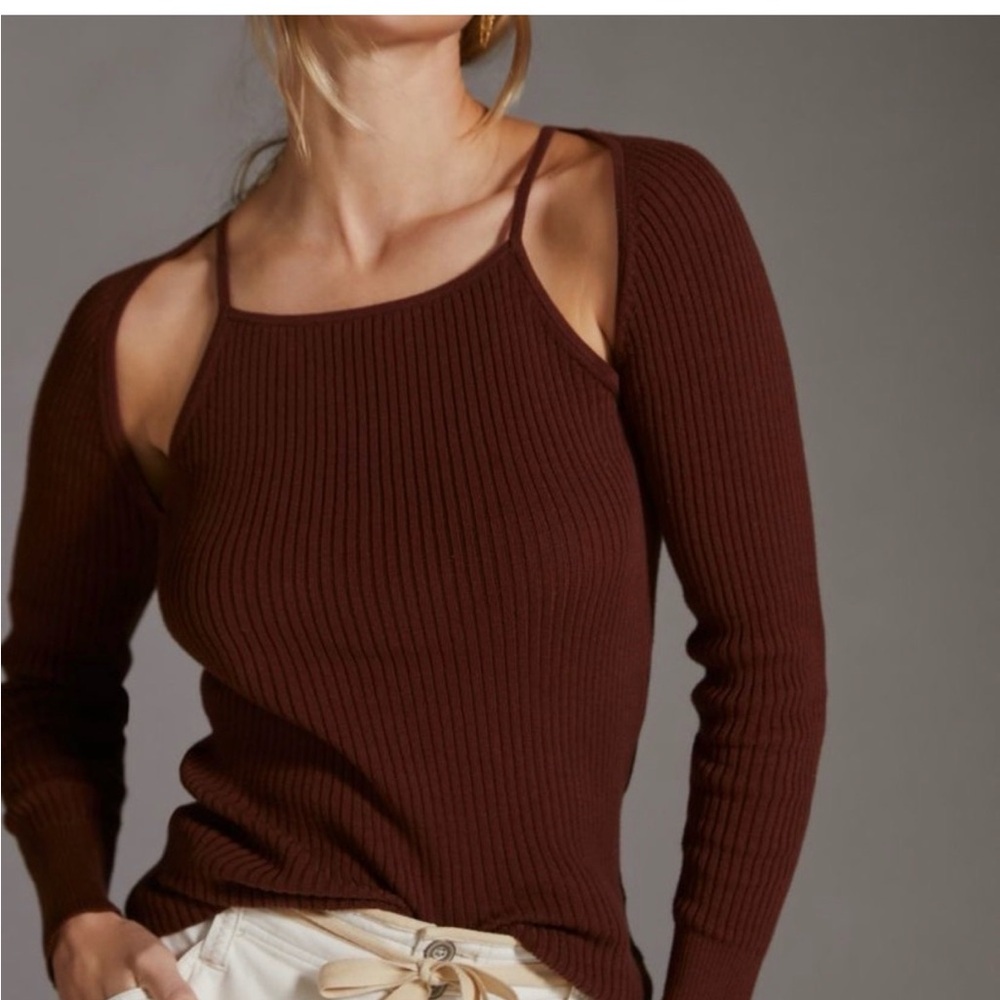 NWT Anthropologie Ribbed Cutout Sweater